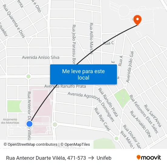 Rua Antenor Duarte Viléla, 471-573 to Unifeb map