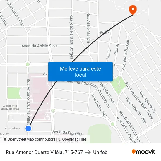 Rua Antenor Duarte Viléla, 715-767 to Unifeb map