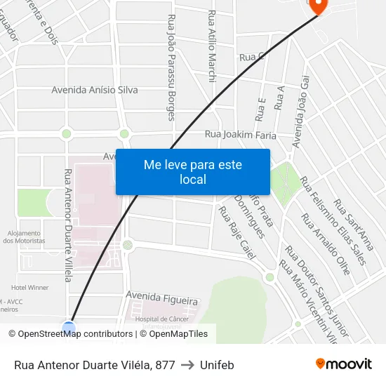 Rua Antenor Duarte Viléla, 877 to Unifeb map