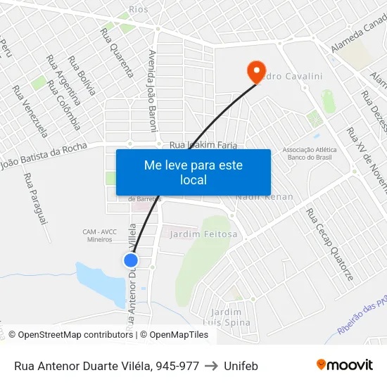 Rua Antenor Duarte Viléla, 945-977 to Unifeb map