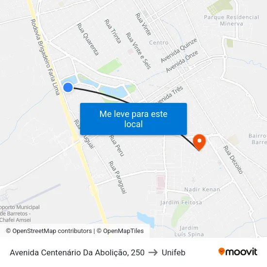 Avenida Centenário Da Abolição, 250 to Unifeb map