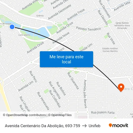 Avenida Centenário Da Abolição, 693-759 to Unifeb map
