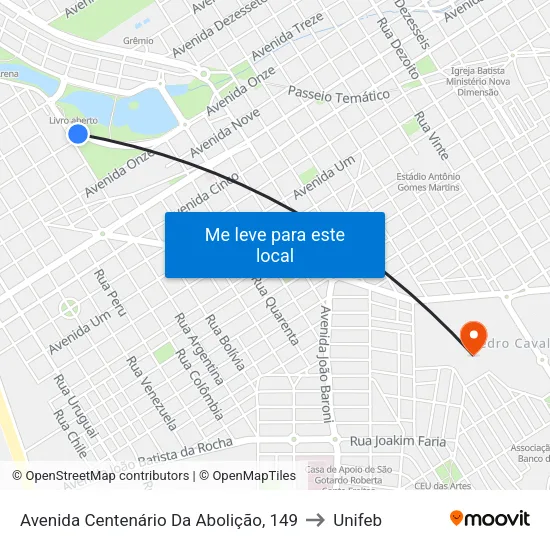 Avenida Centenário Da Abolição, 149 to Unifeb map