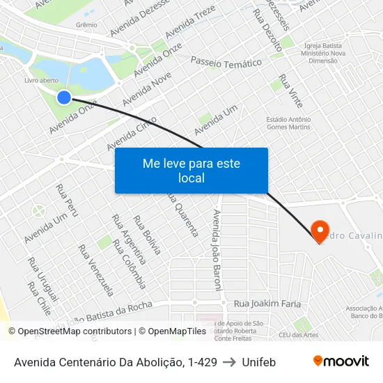 Avenida Centenário Da Abolição, 1-429 to Unifeb map
