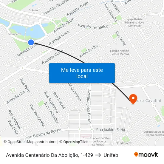 Avenida Centenário Da Abolição, 1-429 to Unifeb map