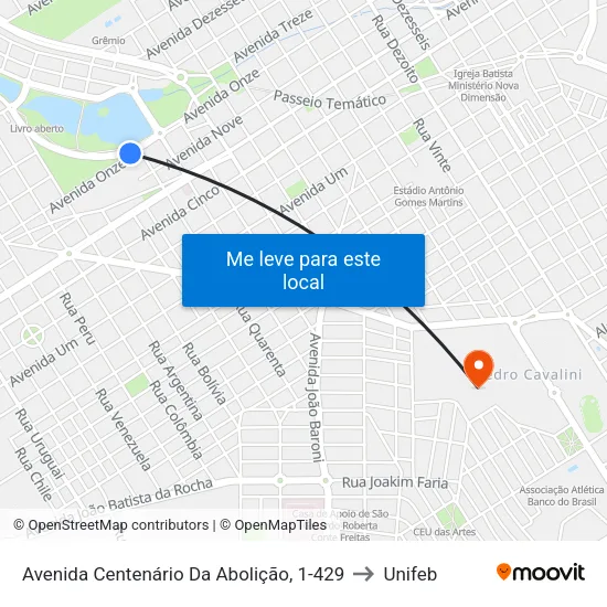 Avenida Centenário Da Abolição, 1-429 to Unifeb map