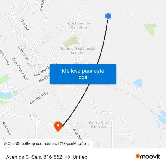 Avenida C- Seis, 816-862 to Unifeb map