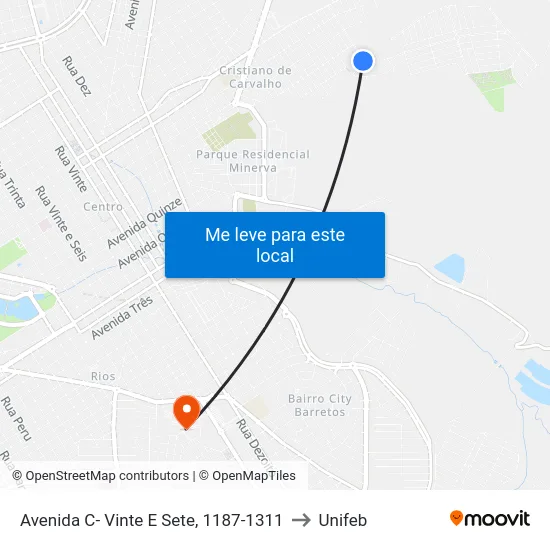 Avenida C- Vinte E Sete, 1187-1311 to Unifeb map