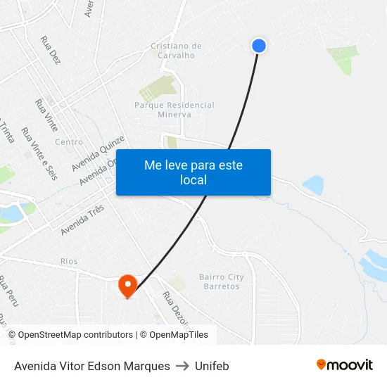 Avenida Vitor Edson Marques to Unifeb map