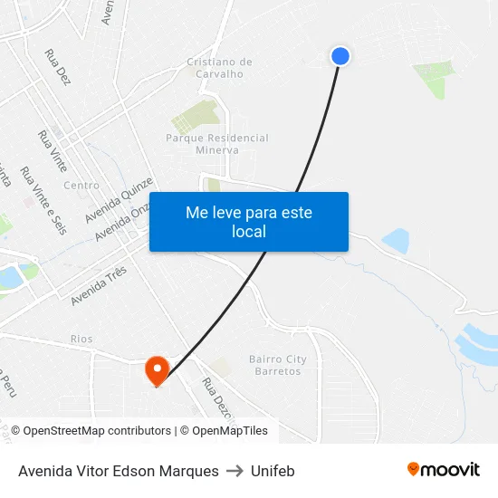 Avenida Vitor Edson Marques to Unifeb map
