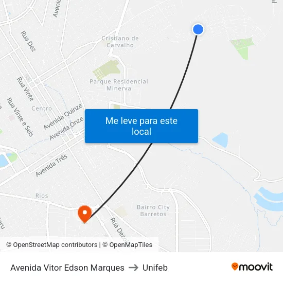 Avenida Vitor Edson Marques to Unifeb map