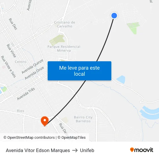 Avenida Vitor Edson Marques to Unifeb map