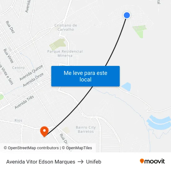 Avenida Vitor Edson Marques to Unifeb map