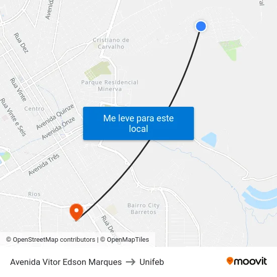 Avenida Vitor Edson Marques to Unifeb map