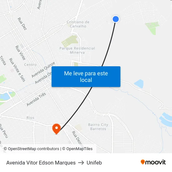 Avenida Vitor Edson Marques to Unifeb map