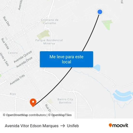 Avenida Vitor Edson Marques to Unifeb map