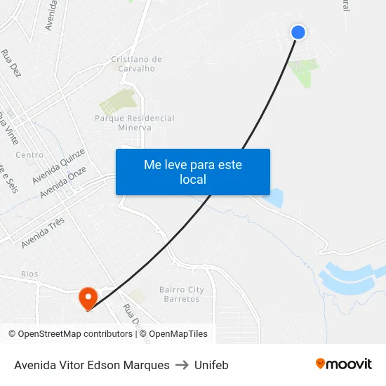 Avenida Vitor Edson Marques to Unifeb map