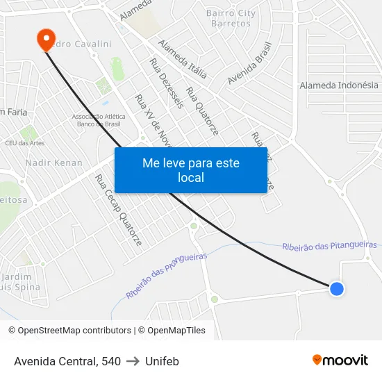 Avenida Central, 540 to Unifeb map