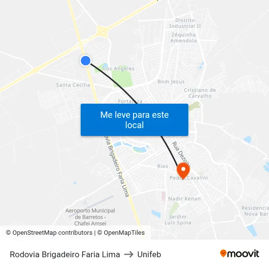 Rodovia Brigadeiro Faria Lima to Unifeb map