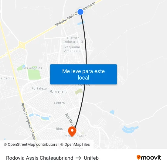 Rodovia Assis Chateaubriand to Unifeb map