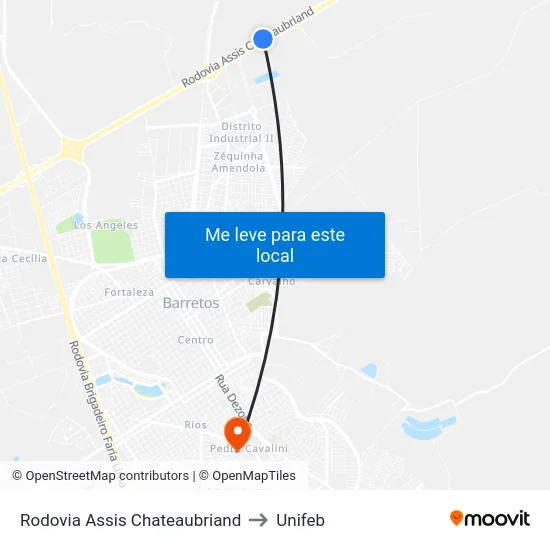 Rodovia Assis Chateaubriand to Unifeb map