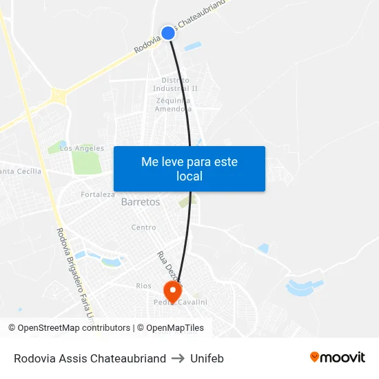 Rodovia Assis Chateaubriand to Unifeb map