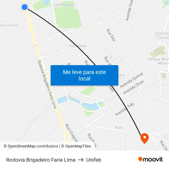 Rodovia Brigadeiro Faria Lima to Unifeb map