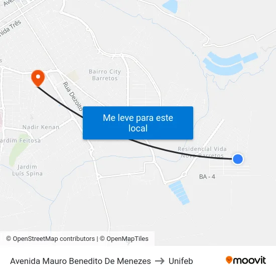 Avenida Mauro Benedito De Menezes to Unifeb map