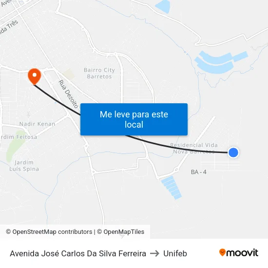 Avenida José Carlos Da Silva Ferreira to Unifeb map