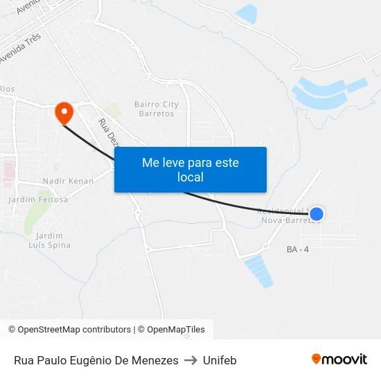 Rua Paulo Eugênio De Menezes to Unifeb map
