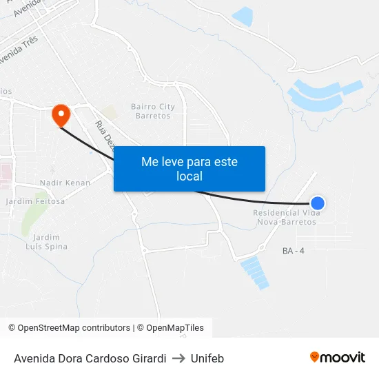 Avenida Dora Cardoso Girardi to Unifeb map