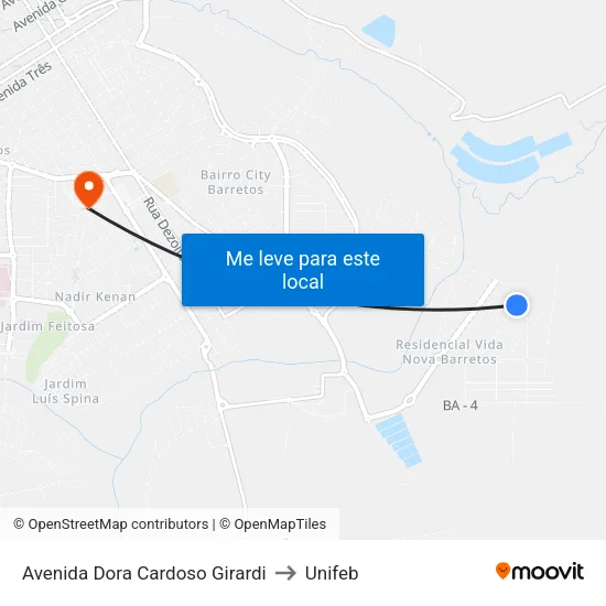 Avenida Dora Cardoso Girardi to Unifeb map