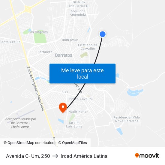 Avenida C- Um, 250 to Ircad América Latina map