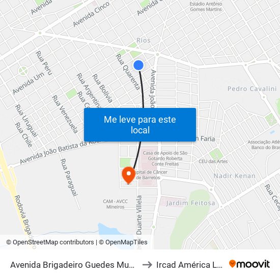 Avenida Brigadeiro Guedes Muniz, 894 to Ircad América Latina map