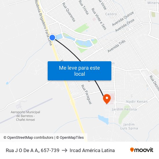 Rua J O De A A,, 657-739 to Ircad América Latina map