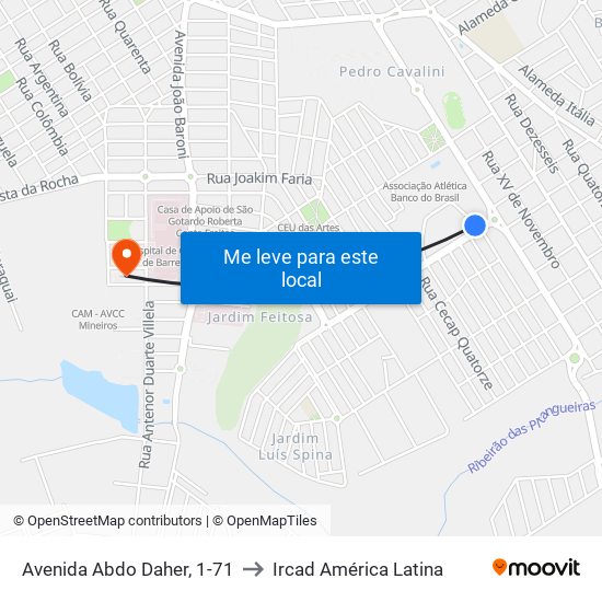 Avenida Abdo Daher, 1-71 to Ircad América Latina map