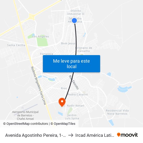 Avenida Agostinho Pereira, 1-67 to Ircad América Latina map