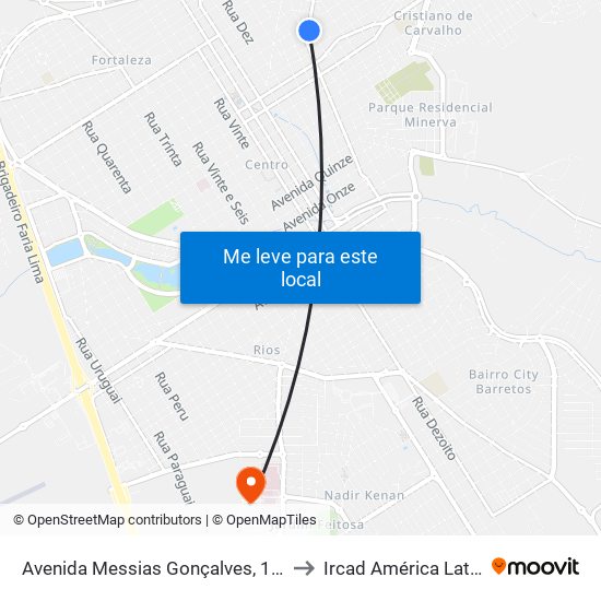 Avenida Messias Gonçalves, 124a to Ircad América Latina map