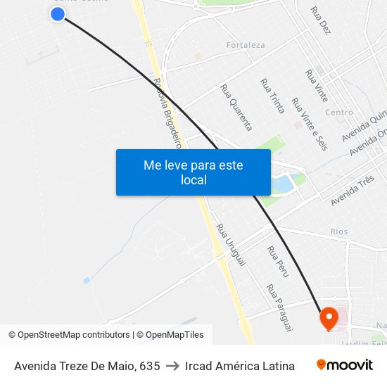 Avenida Treze De Maio, 635 to Ircad América Latina map