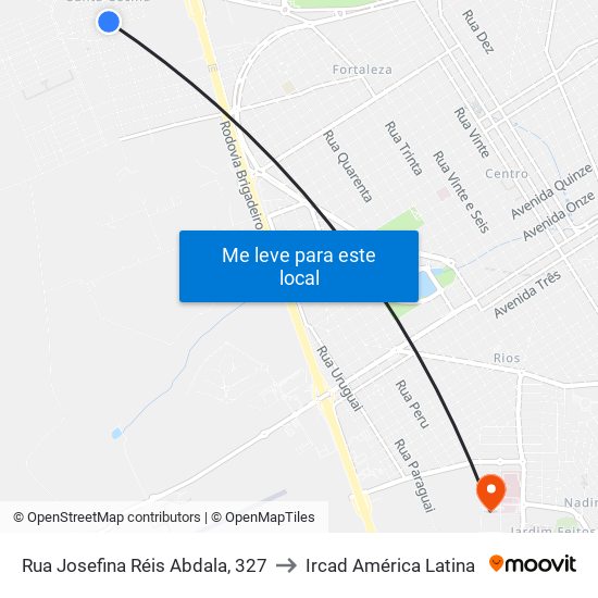 Rua Josefina Réis Abdala, 327 to Ircad América Latina map