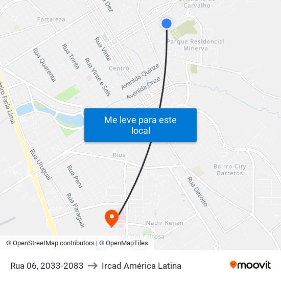 Rua 06, 2033-2083 to Ircad América Latina map