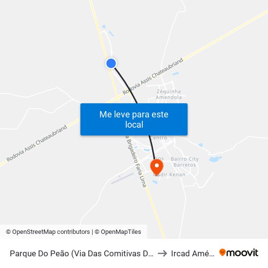Parque Do Peão (Via Das Comitivas Doutor Roberto Cardoso Alves) to Ircad América Latina map