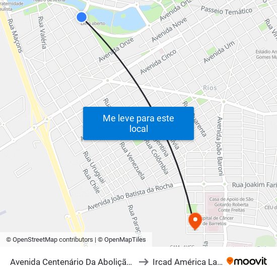 Avenida Centenário Da Abolição, 519 to Ircad América Latina map