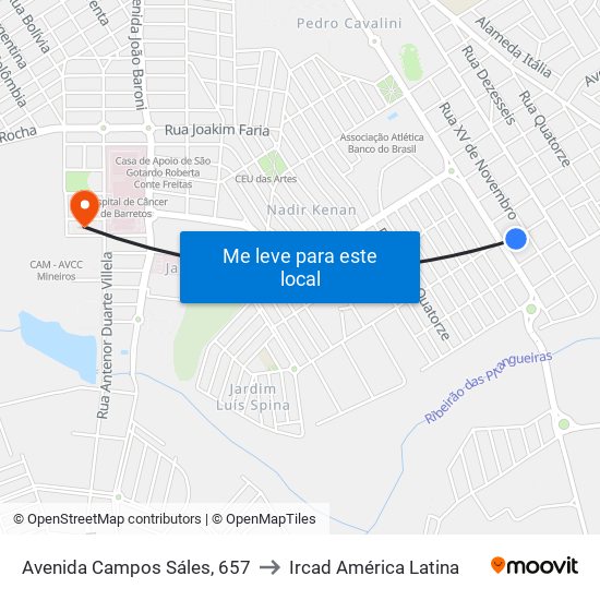 Avenida Campos Sáles, 657 to Ircad América Latina map