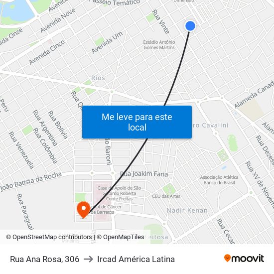 Rua Ana Rosa, 306 to Ircad América Latina map