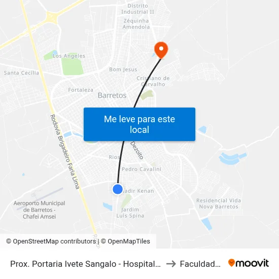 Prox. Portaria Ivete Sangalo - Hospital Do Câncer (Av. João Baroni) to Faculdade Barretos map