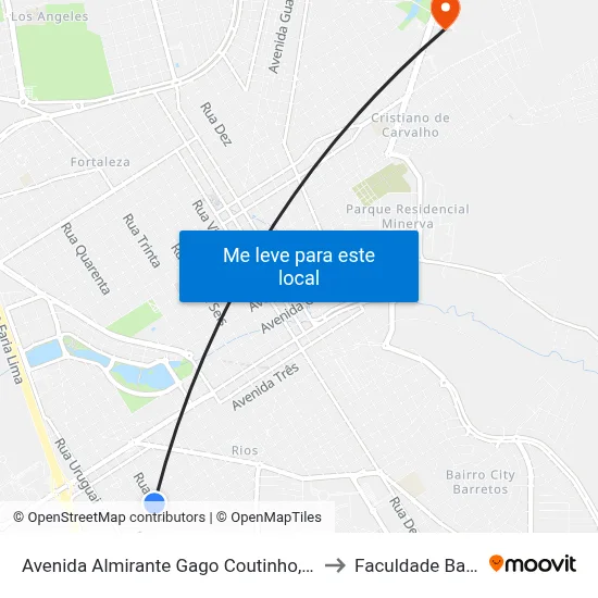Avenida Almirante Gago Coutinho, 1301-1335 to Faculdade Barretos map