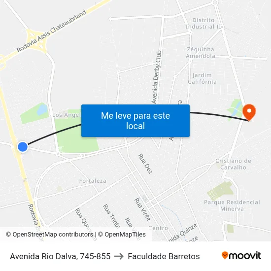 Avenida Rio Dalva, 745-855 to Faculdade Barretos map