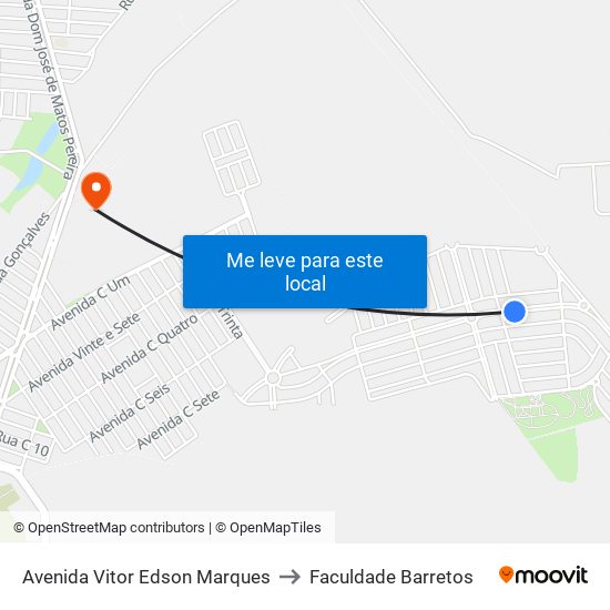 Avenida Vitor Edson Marques to Faculdade Barretos map