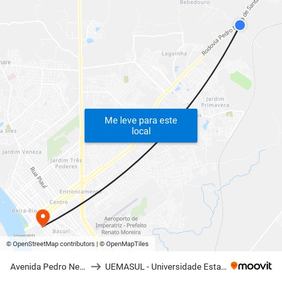 Avenida Pedro Neiva De Santana, 122 (C/B) to UEMASUL - Universidade Estadual da Região Tocantina do Maranhão map